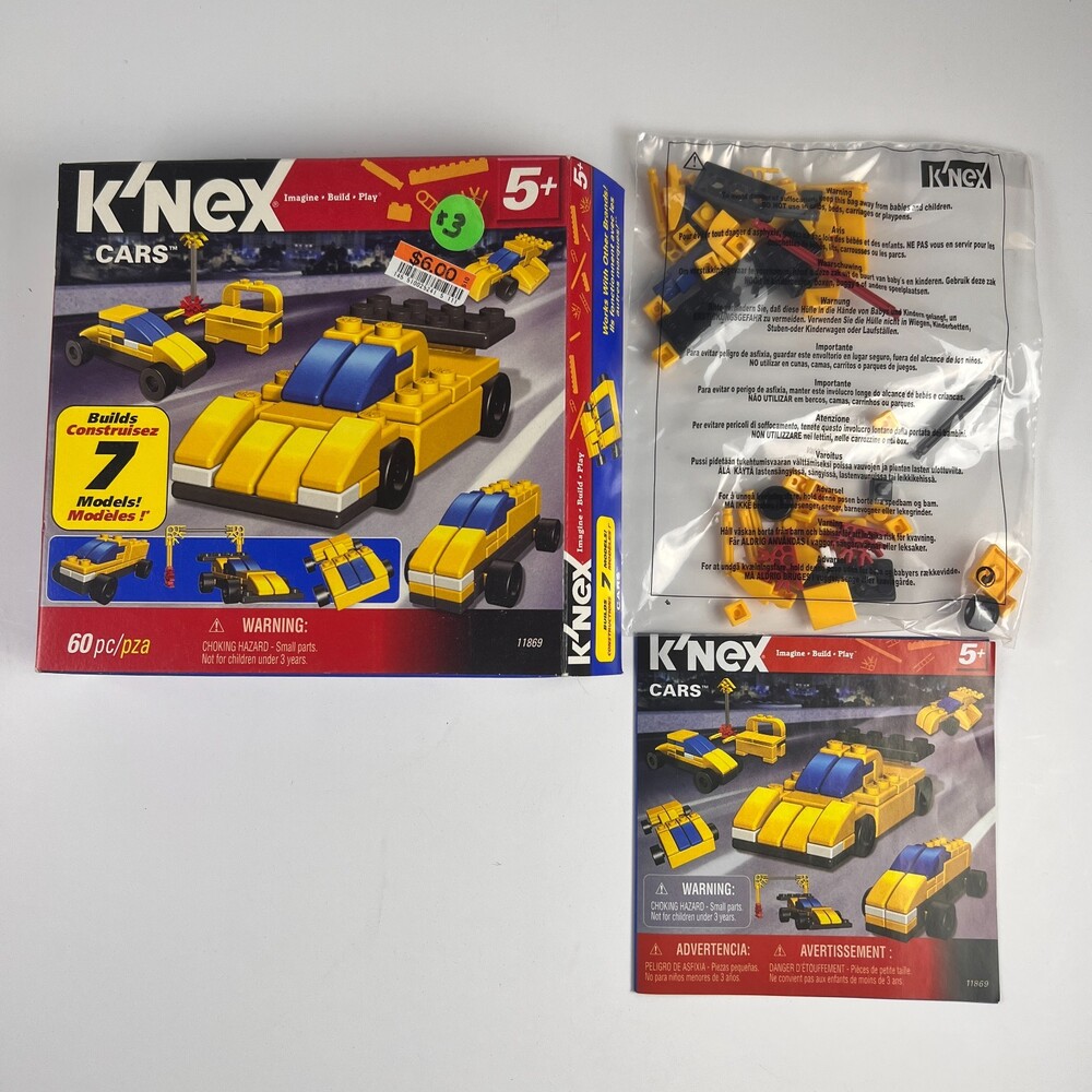 KNEX Cars 11869 Building Set 60 Pieces 7 Vehicle Models with Parts & User Manual